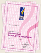 Certifikát Brazilský keratin Certifikát Brazilský keratin